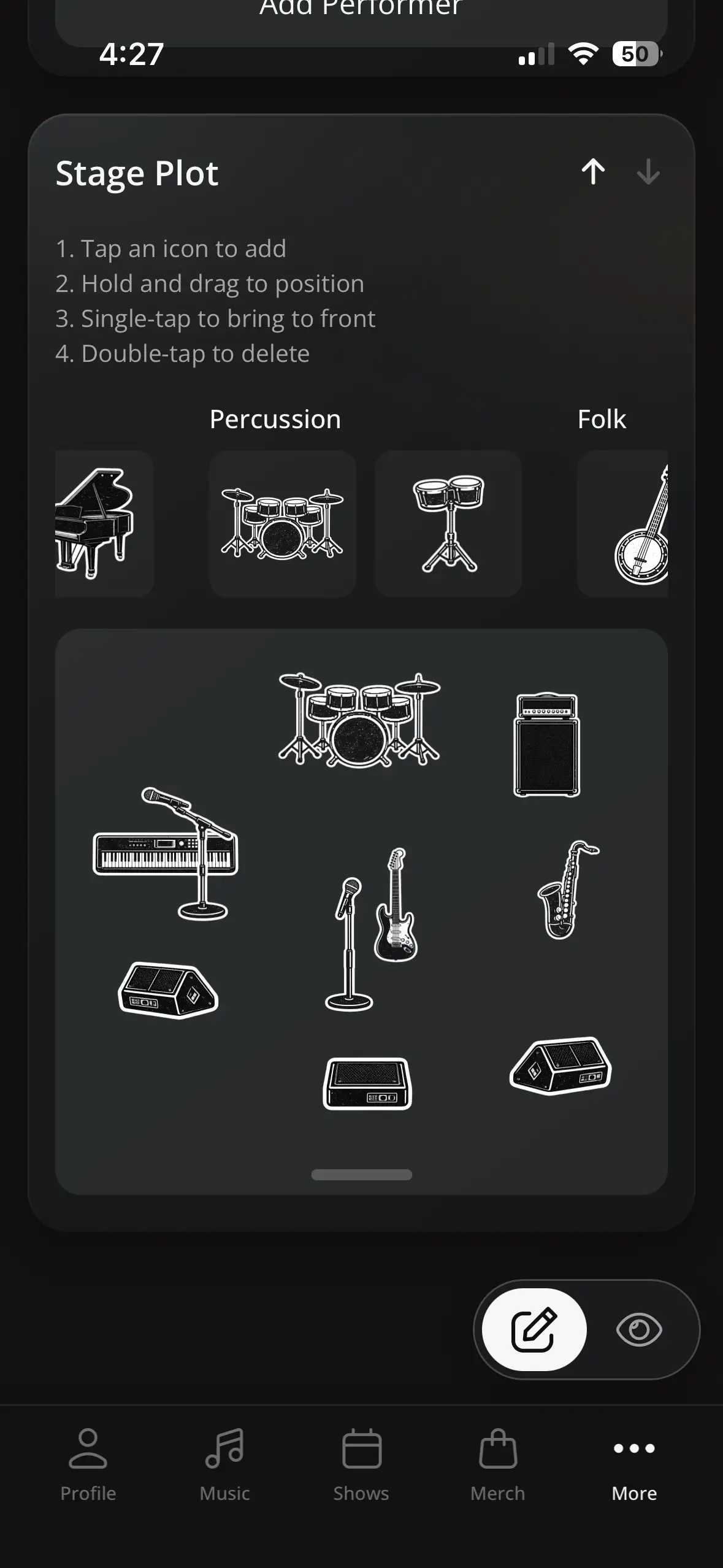 Pluvi editing interface