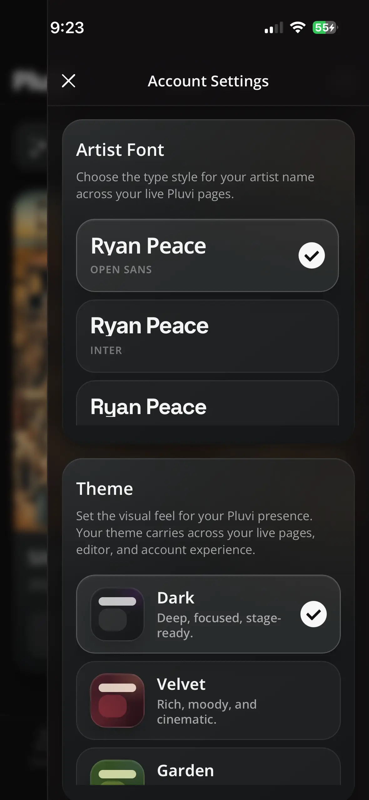 Pluvi artist toolkit interface